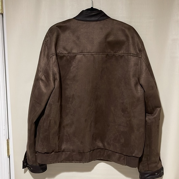 NWOT F COLLECTIONS Men’s Faux Suede Leather Bomber Jacket SZ XXL Made In Italy - Picture 12 of 15